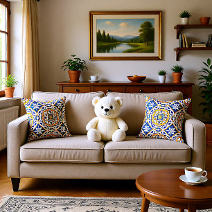 💙 Mooi blauw Azulejos IV medium tegel Kussen