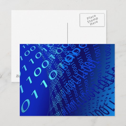 Mooi blauw binair briefkaart (Voorkant / Achterkant)