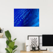 Mooi blauw binair poster (Thuiskantoor)