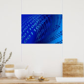 Mooi blauw binair poster (Keuken)