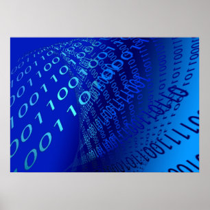 Mooi blauw binair poster