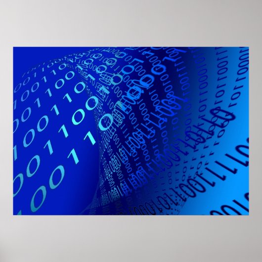 Mooi blauw binair poster (Voorkant)