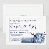 Mooi blauw boeket vrijgezellenfeest kaart (Voorkant / Achterkant)