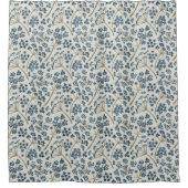 Mooi Blauw Botanisch Bloemen Patroon Douchegordijn (Voorkant)