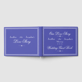 Mooi blauw chique script elegante blauwe bruiloft gastenboek
