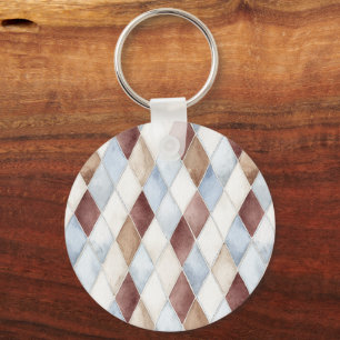 Mooi Blauw Crème Lichtbruin Bruin Diamanten Sleutelhanger