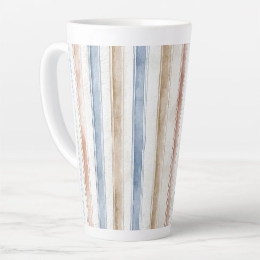 Mooi Blauw Crème Tane Strepen   Latte Mok (Linkerhoek)