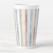 Mooi Blauw Crème Tane Strepen   Latte Mok (Voorkant)