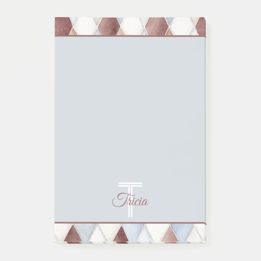 Mooi Blauw Crème Taupe Bruine Diamanten Post-it® Notes (Voorkant)