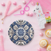 Mooi blauw Delfts uiterlijk papier Bord (Feest)