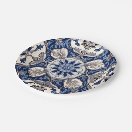 Mooi blauw Delfts uiterlijk papier Bord (Gekanteld)