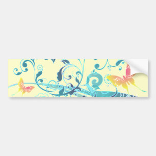 Mooi  blauw design met Butterflies Bumpersticker