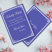 Mooi blauw Elegant Script Classic Wedding RSVP Informatiekaartje
