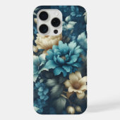 Mooi blauw en delicate crème bloemen iPhone hoesje (Achterkant)
