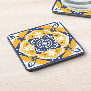 💛 🤍 mooi blauw en geel Azulejos Bier Onderzetter