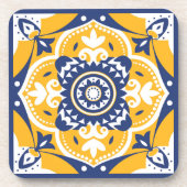 💛 🤍 mooi blauw en geel Azulejos Bier Onderzetter (Voorkant)