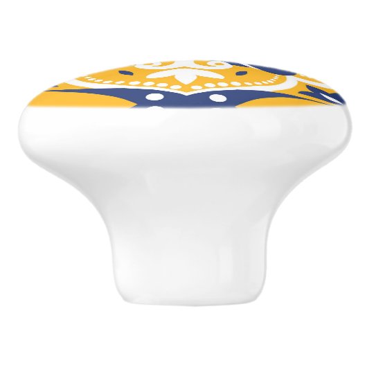 💛 🤍 mooi blauw en geel Azulejos Keramische Knop (Zijkant)