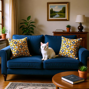 💙 💛 mooi blauw en geel Azulejos Kussen