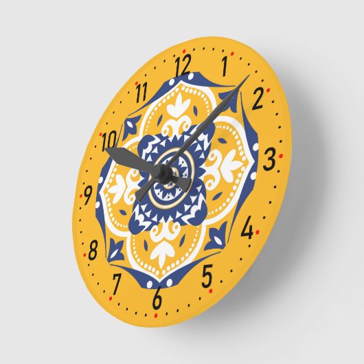 💛 🤍 mooi blauw en geel Azulejos Ronde Klok (Hoek)