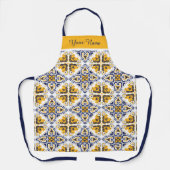 💛 🤍 mooi blauw en geel Azulejos Schort (Voorkant)
