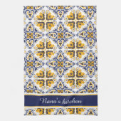 💛 🤍 mooi blauw en geel Azulejos Theedoek (Verticaal)