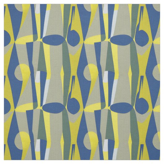 Mooi blauw en geel midden Abstract Stof (Swatch)