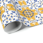 Mooi blauw en geel Portugees Azulejo Cadeaupapier (Rol Hoek)