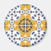 Mooi blauw en geel Portugees Azulejo Magneet (Voorkant)