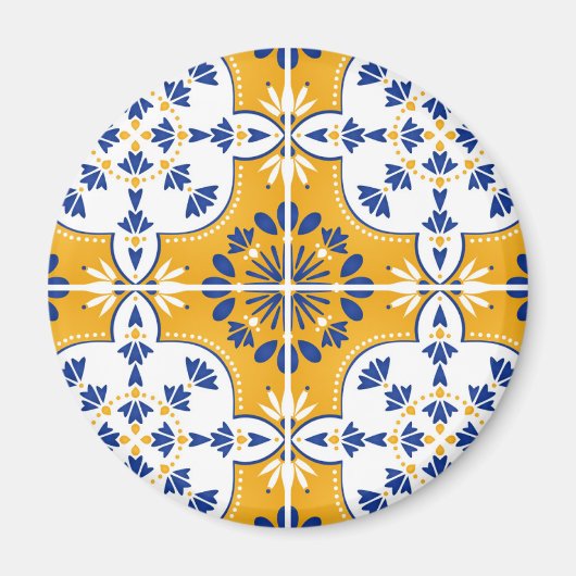 Mooi blauw en geel Portugees Azulejo Magneet (Voorkant)