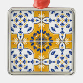 Mooi blauw en geel Portugees Azulejo Metalen Ornament (Voorkant)