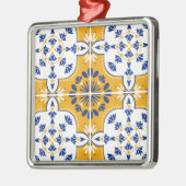 Mooi blauw en geel Portugees Azulejo Metalen Ornament (Links)