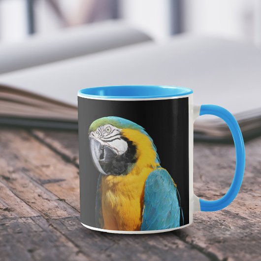 Mooi blauw en Gold Macaw Mok
