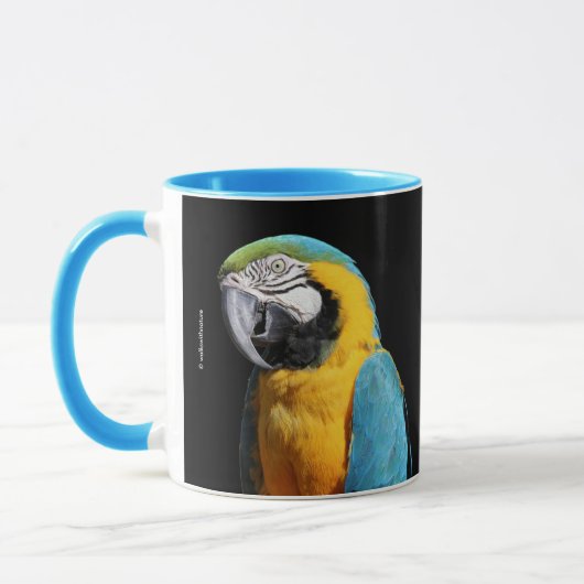Mooi blauw en Gold Macaw Mok (Links)