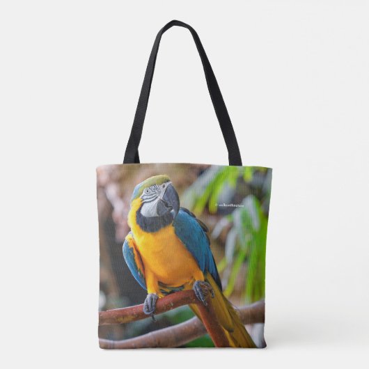 Mooi blauw en Gold Macaw Tote Bag (Achterkant)