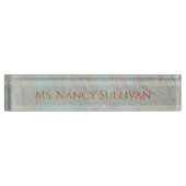 Mooi blauw en koper kleur marmer ontwerp naambordje (Voorkant)