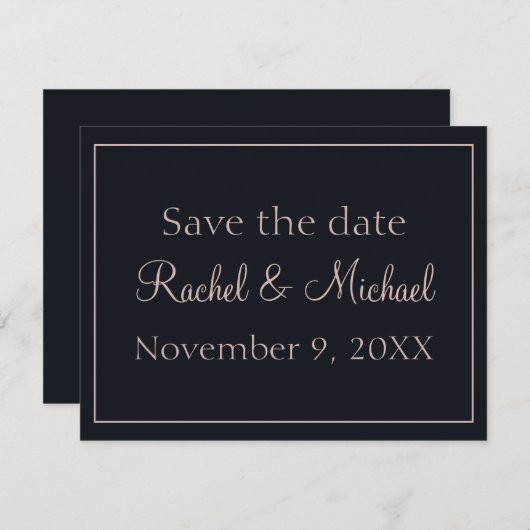 Mooi blauw en roze Save the Date (Voorkant / Achterkant)