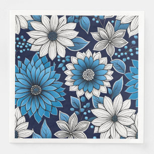 Mooi Blauw en Wit Bloemen Patroon Servet