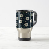 Mooi blauw en wit bloemmotief reisbeker (Voorkant rechts)