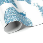 Mooi blauw en wit kerstinpakpapier cadeaupapier (Rol Hoek)