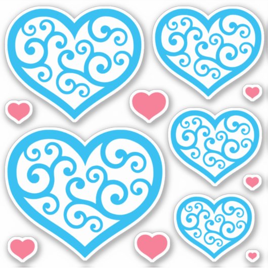 Mooi blauw en wit sierhart CC1129 Sticker (Voorkant)