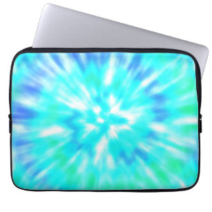 Mooi blauw en wit Tie Dye Laptop Hoesje Laptop Sleeve