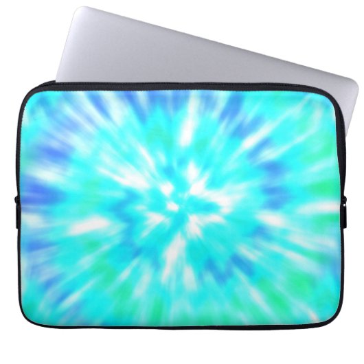 Mooi blauw en wit Tie Dye Laptop Hoesje Laptop Sleeve (Voorkant)
