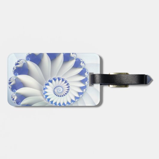 Mooi blauw en wit Zee Shell Fine Fractal Art Bagagelabel (Achterkant horizontaal)