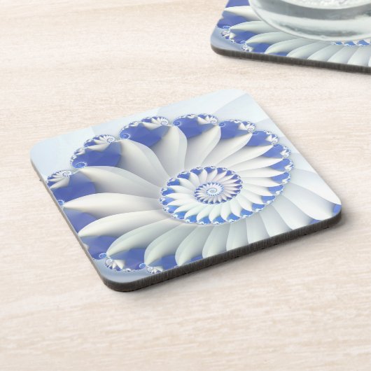 Mooi blauw en wit Zee Shell Fine Fractal Art Bier Onderzetter (Linkerzijde)