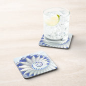 Mooi blauw en wit Zee Shell Fine Fractal Art Bier Onderzetter (Rechterzijde)