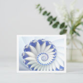 Mooi blauw en wit Zee Shell Fine Fractal Art Briefkaart (Staand voorkant)