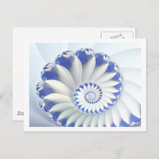 Mooi blauw en wit Zee Shell Fine Fractal Art Briefkaart (Voorkant / Achterkant)