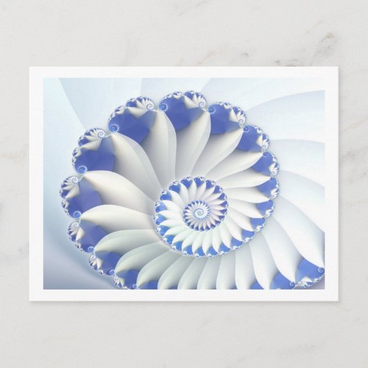 Mooi blauw en wit Zee Shell Fine Fractal Art Briefkaart (Voorkant)
