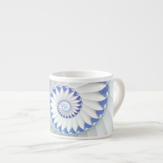 Mooi blauw en wit Zee Shell Fine Fractal Art Espresso Kop (Voorkant rechts)