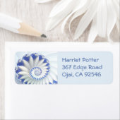 Mooi blauw en wit Zee Shell Fine Fractal Art Etiket (Insitu)